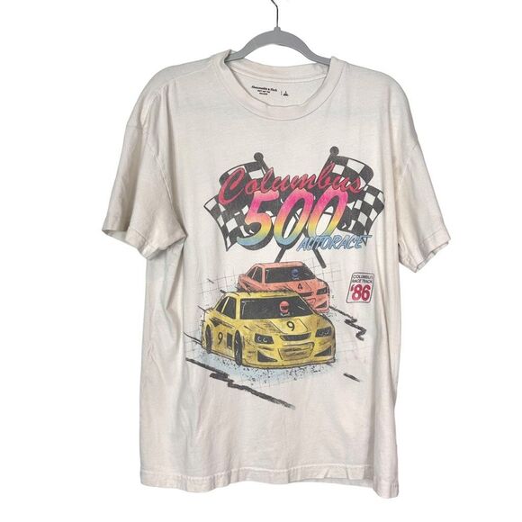 Abercrombie & Fitch Other - Abercrombie & Fitch Graphic Tee Shirt White Racing Car Nascar Racing Columbus L